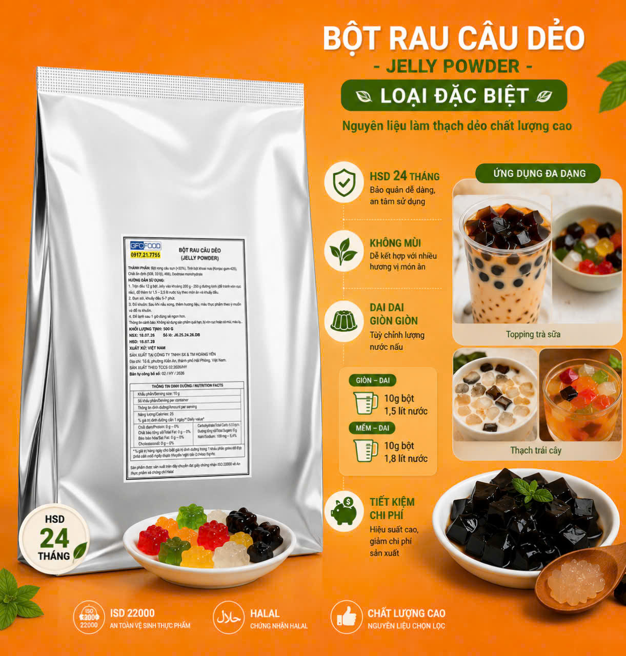 Bột Rau Câu Dẻo - Jelly Powder - Loại Đặc Biệt - Không Mùi, Dai Giòn Chuẩn Vị, Phù Hợp Topping Bột Rau Câu Dẻo - Jelly Powder - Loại Đặc Biệt - Không Mùi, Dai Giòn Chuẩn Vị, Phù Hợp Topping